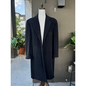 Stafford Hungary Men’s 42 Dark Gray 100% Merino Wool Overcoat Long Coat 3-Button